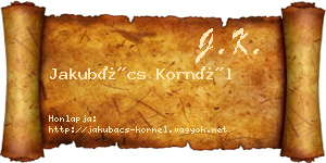 Jakubács Kornél névjegykártya